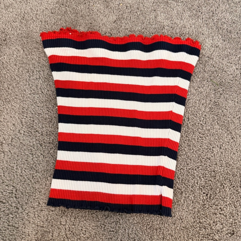 Chic Striped Red, White, and Blue Crop Top size medium